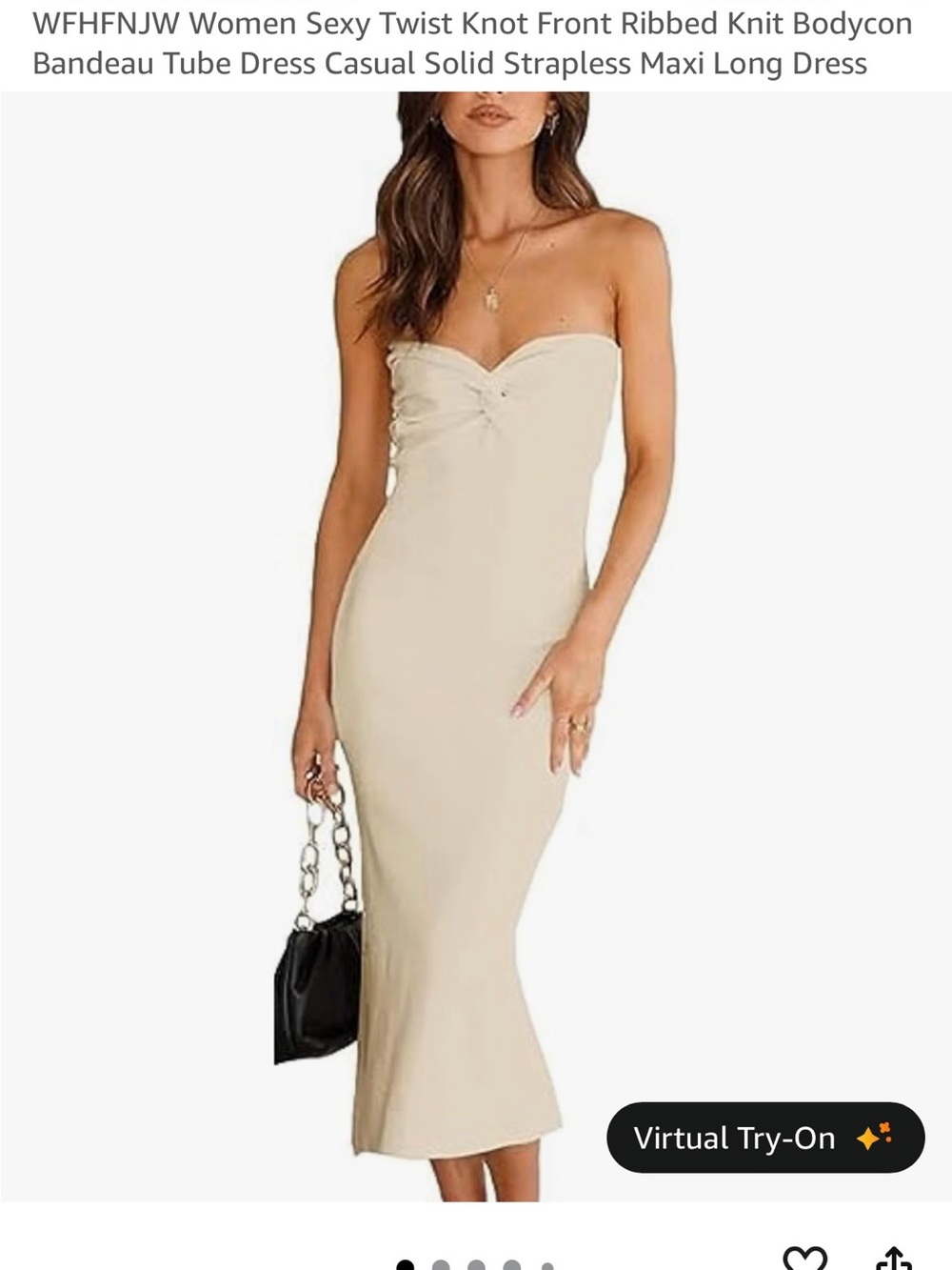 Strapless Twist Front Bodycon Sweater Maxi Dress - Cream